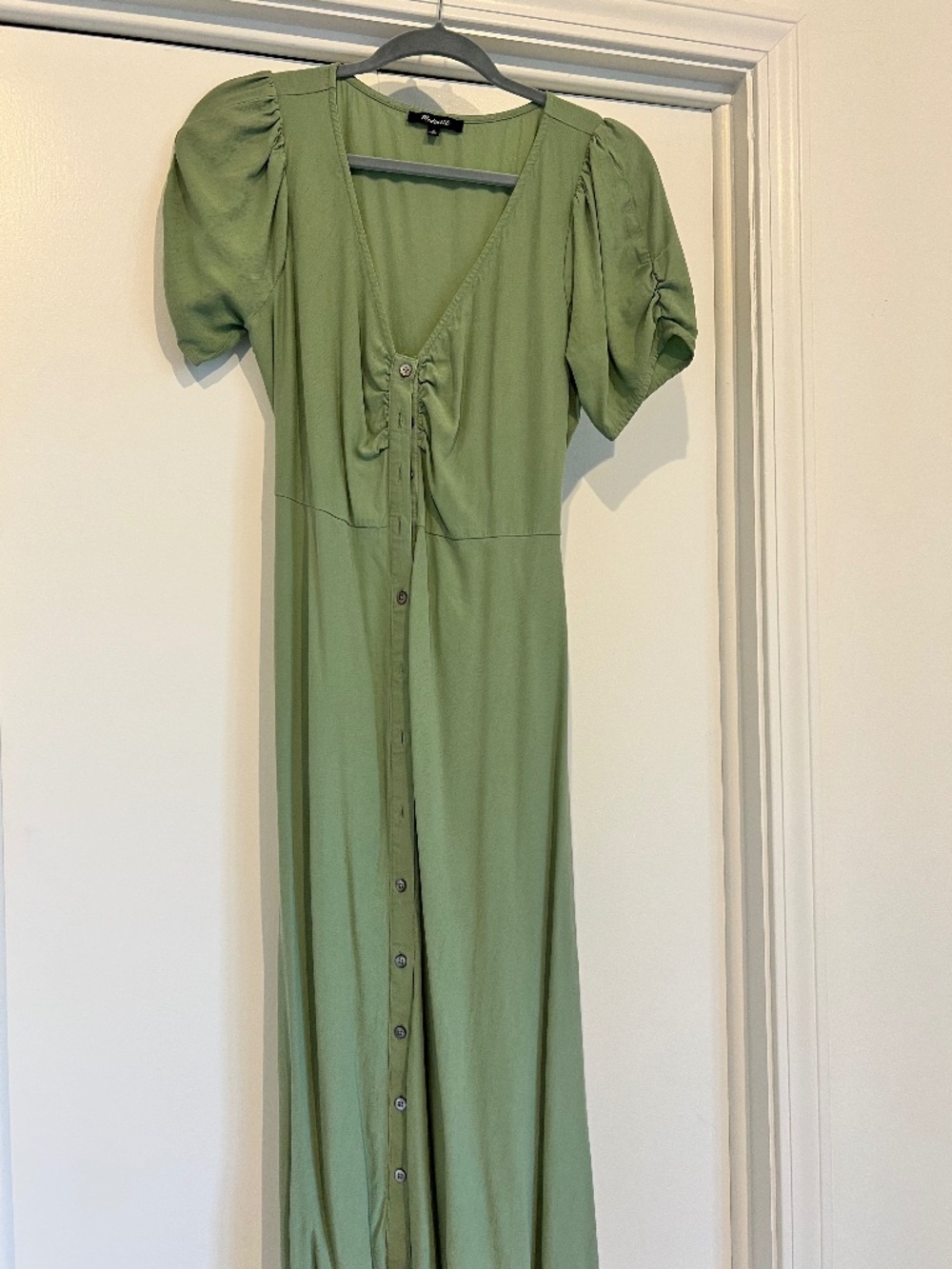 Madewell leedra button-front midi dress - green - size 4